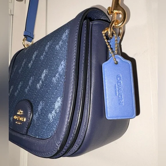 💙 Coach Saddle Bag 20 Signature Canvas & Leather Horse & Carriage C4059 - Picture 3 of 14